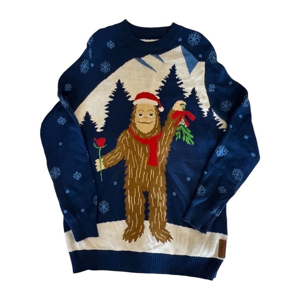 Tipsy Elves Sasquatch Mistletoe Ugly Christmas Sweater -- L - Picture 2 of 10